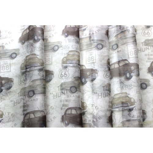 

54" Wide Vintage Car Rally Printed Sheer Curtain Fabric Window Treatment Fabric Bedroom Grommet Curtain Fabric Shower Curtain Fabric By The Yard