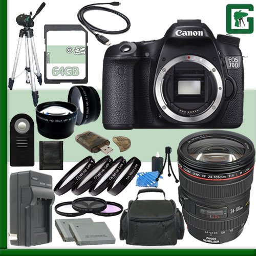 

Canon EOS 70D Digital SLR Camera and Canon 24-105mm Lens + 64GB Green's Camera Package 2