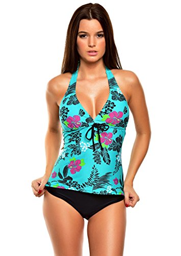 Ladies Figure Push up Tankini with briefs two pieces oct-flav-1006S-f4854