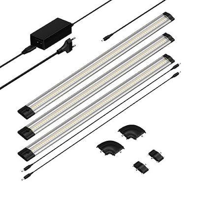 Parlat Kit de 3 réglettes plates LED de parlat (appliques, éclairage sous meubles, 500 mm, blanche-chaude, avec interrupteur, 230 V AC)