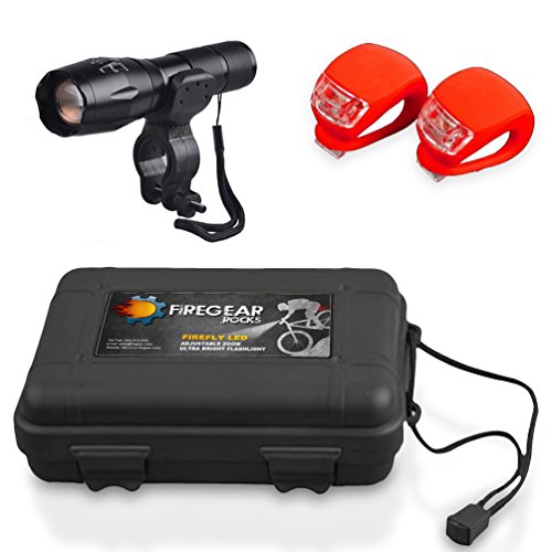 FireGear Rocks XML-T6 Aluminum Cree High Intensity Adjustable LED Torch with Tail Lights and Bike Mount