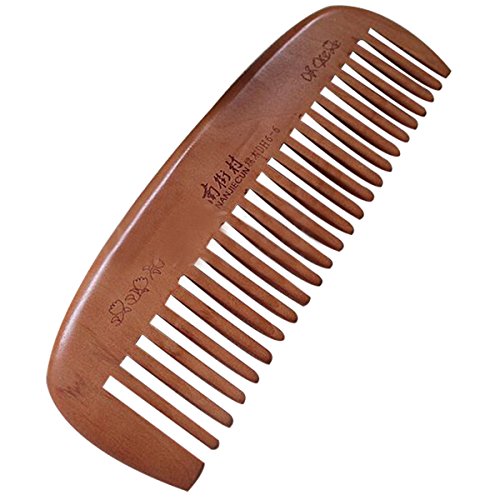 Sunday&May Portable Anti-static Health Care Hair Silky Peach Wooden Wide Teeth Comb