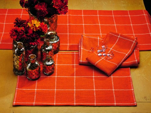 Algopix Similar Product 10 - Set of Four IHF Burlap Check Tangerine