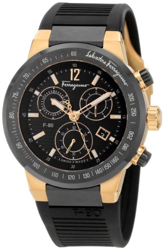 Salvatore Ferragamo Men's F55LCQ75909 S113 F-80 Rose Gold Plated Black ...