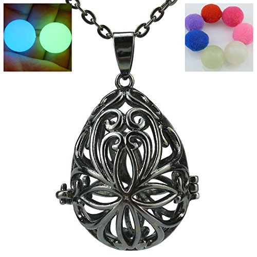 Noctilucence Teardrop Locket Cage Box Black Necklace Fragrance Aromatherapy Essential Oil Diffuser