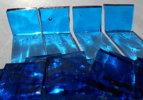 FortySevenGems 100 Pieces Stained Glass Mosaic Tiles 1/2-Inch Medium Blue Glass Textured