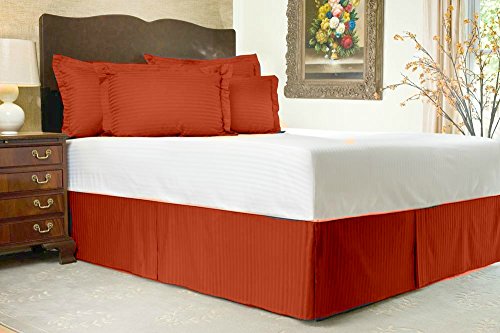 

Luxurious Living 500 Thread Count 100% Egyptian Cotton Striped Brick Red Cal-king Bed Skirt with 18" Drop Length by HotHaat