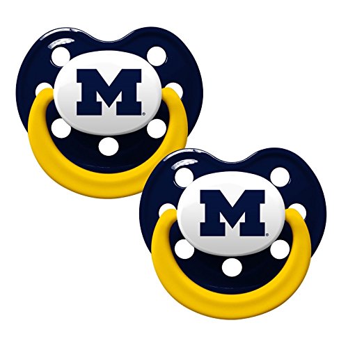 Baby Fanatic NCAA 2 Pack Baby Pacifier University of Michigan, Holes