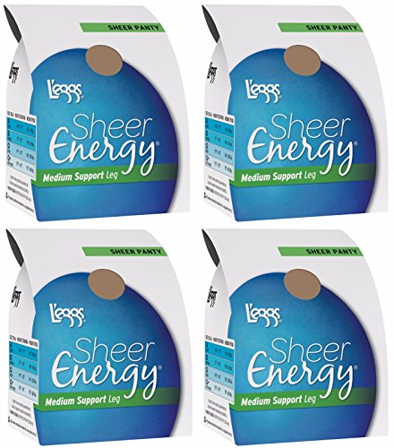 4-Pairs L'eggs Sheer Energy Sheer Panty & Toe with Medium Support Leg