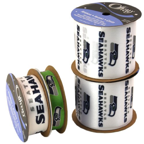 Offray NW7267AZ Seattle Seahawks Printed Craft Ribbon Pack, 12-Yard