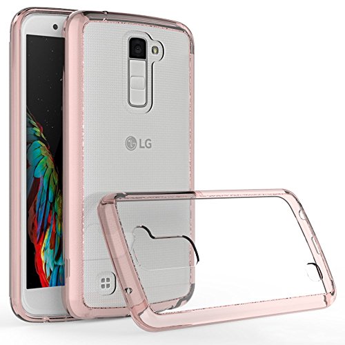 LG K10 Case, LG Premier Case, Kaesar Crystal Clear Ultra Slim Anti Scratch Bumper Case with Clear Back Panel Protective Case Cover for LG K10 / LG Premier LTE - Rose Gold
