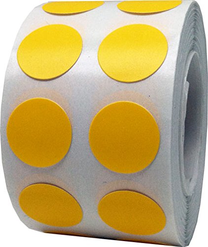 1,000 Small Color Coding Dots | Tiny Yellow Colored Round Dot Stickers | Half Inch - (1/2