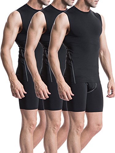 Neleus Men's 3 Pack Sport Compression Under Base Layer Athletic Tank Top,Black,US XL / Tag XXL