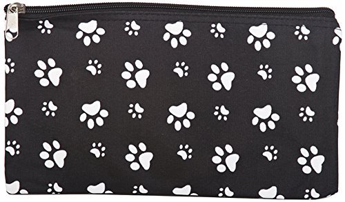 World Traveler Black and White Pawprints Makeup Brush Bag 10-inch