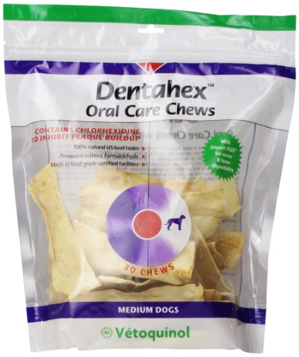VETOQUINOL 30 Count Dentahex Chews, Medium