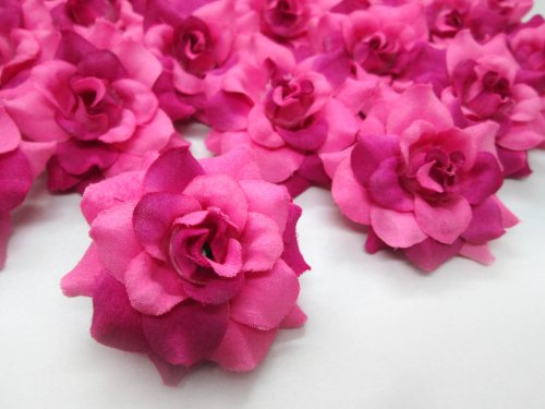 (24) Silk Pink Roses Flower Head - 1.75