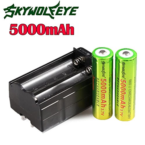 SKYWOLFEYE Flashlight Battery, AMA(TM) 1 x3.7V 18650 5000mAh Li-ion Rechargeable Battery + Charger For Torch Flashlight