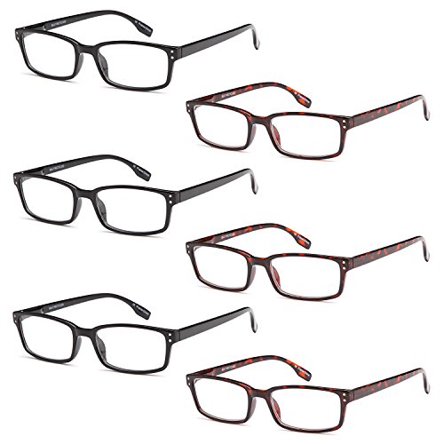GAMMA RAY READERS 6 Pairs Men's Readers Quality Spring Hinge Reading Glasses for Men