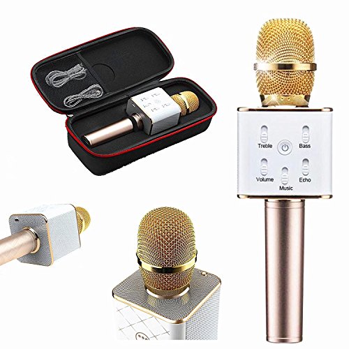 Wogiz Q7 Wireless Handheld Microphone Portable KTV Karaoke Wogiz Stereo Player Bluetooth For Smart Phones iPhone/iPad Computer With Mic Speaker