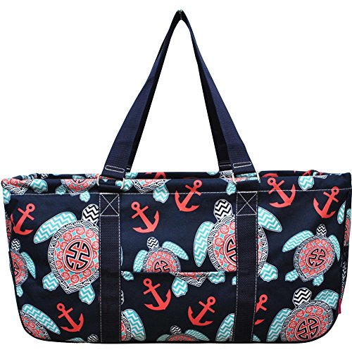 Sea Turtle Anchor Print NGIL Large Canvas Utility Tote Bag