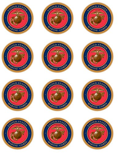 US Marines Edible Cupcake Toppers - Set of 12