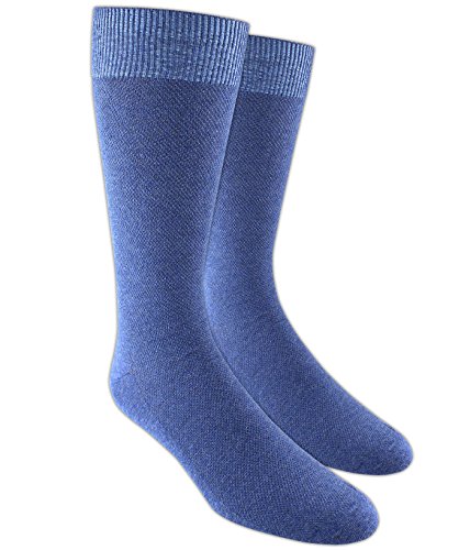 Solid Texture Blue Men's Cotton Blend Dress Socks