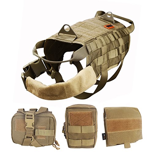 OneTigris Tactical Dog Molle Vest Harness Training Dog Vest with Detachable Pouches
