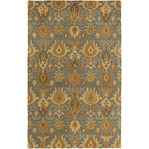 

6' x 9' Grazed Neptune Iceberg Blue, Olive Green, and Beige Area Throw Rug
