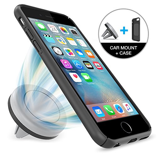 Car Mount, Maxboost® iPhone Car mount & iPhone 6/6S Case - [Magnetic Air Vent Mount + Case][Black/Grey] - Car Mount iPhone Holder and Case for Apple iPhone 6S/6 (2015&2014) 4.7