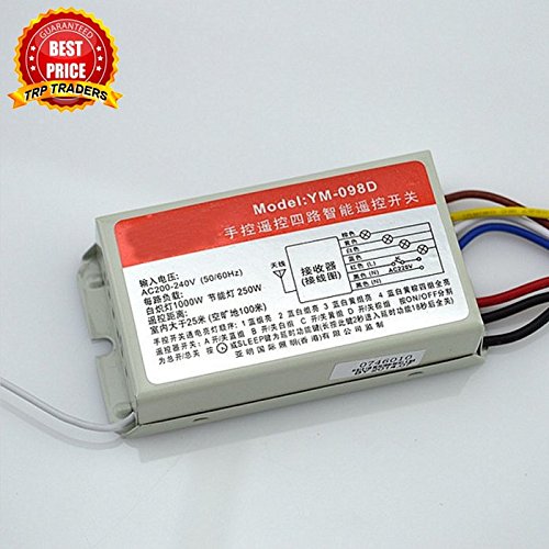 4 Way Remote Control Switch Ebenezer, Wireless RF Radio Remote Control Switch for Light & Fan (BY TRP TRADERS)