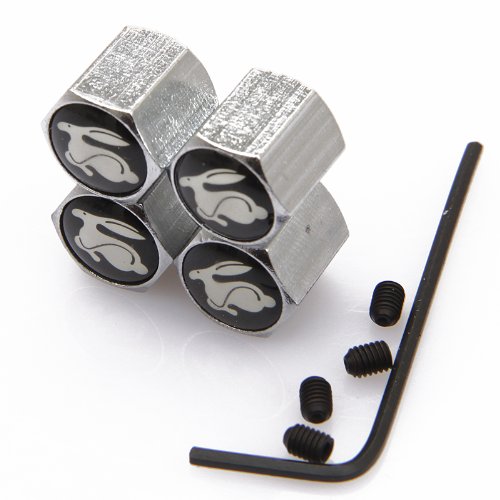 

VW VolksWagen Rline Rabbit Anti-theft Chrome Car Wheel Tire Valve Stem Caps