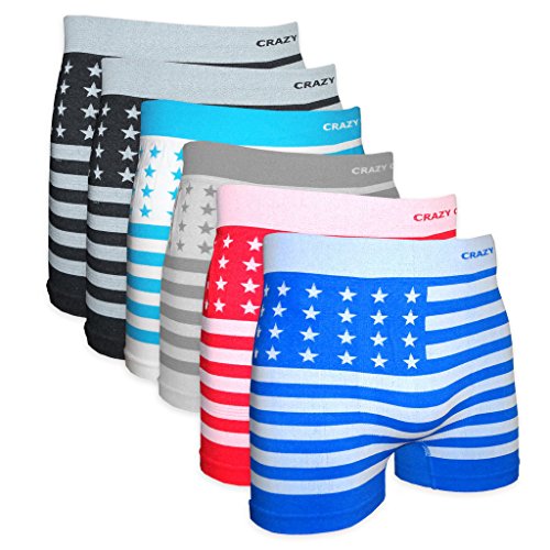 Crazy Cool Men's American Flag Seamless Boxer Briefs Underwear 6-Pcs, One Size