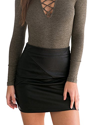 Simplee Apparel Women's Classic High Waist Bodycon Faux Leather Pencil Skirt