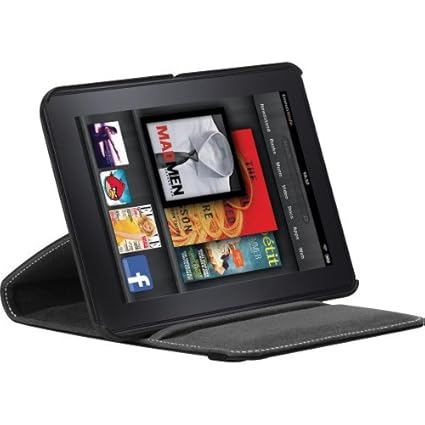 Versavu Rotating Case for Kindle Fire HD 7" Premium Leatherette Hard-shell Built-in Stand with 360&deg; Rotation (Black)