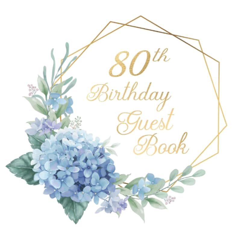 80th Birthday Guest Book: Beautiful Periwinkle Purple Blue Floral Hydrangeas Guestbook for a 80th Birthday Party with Gift Log for Guests by Witty Publishing