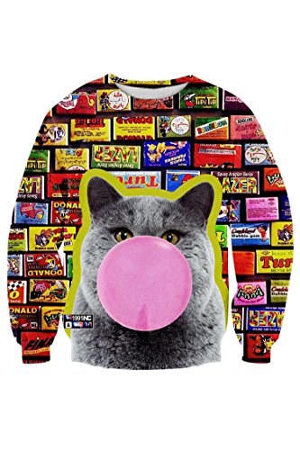 Pink Queen Fashion Pullover City Big Cat Printed Sweater Sweatshirt Hoodie