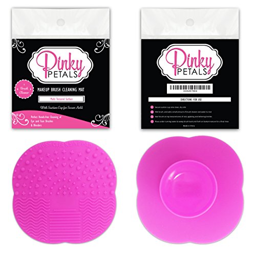 Makeup Brush Cleaner Mat - Silicone Cosmetic Washing, Cleaning Textured Scrubber Board for Cleansing Brushes and Blenders by Pinky Petals ®