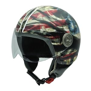 NZI 490004G601 3D Vintage II Peace Open Face Motorcycle Helmet