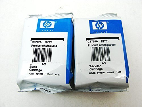 Genuine HP 27 and HP 28 Ink Cartridge Combo 2 Pack in Factory Packaging for Deskjet 3520 3550 3650 3740 3745 3845 Officejet 4215 PSC 1110 1210 1315 2210