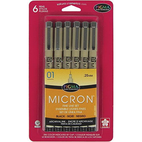 

Sakura 50035 6-Piece Pigma Micron-01 Ink Pen Set, 0.25mm, Black