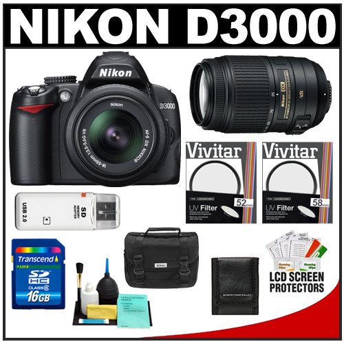 Black Friday Nikon D3000 Digital SLR Camera & 1855mm G VR DX AFS & 55