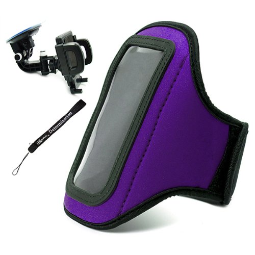 

Neoprene WaterResistant Complete Sports Workout Adjustable 11 to 19 inch Armband With Key Holder for Sony Xperia Sola & Xperia P Play Android Smart Phone + Includes a 360° Car Rotatable Windshield Mount Kit + Includes an eBigValue (TM) Determination Hand