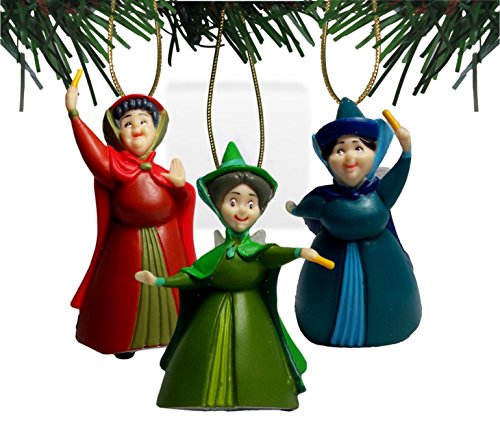 Disney's Sleeping Beauty 'Flora, Fauna and Merryweather' Ornament Set - (3) PVC Ornaments Included - Limited Availability