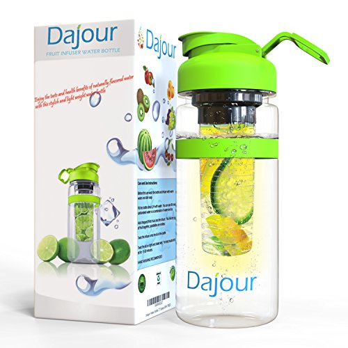 Fruit Infuser Water Bottle 32 Ounce NO BPA Sports Flavor Infusion Bottle - PLUS Recipe Ebook and Cleaning Brush INCLUDED