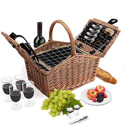 Algopix Similar Product 16 - Wicker Picnic Basket  4 Person Deluxe