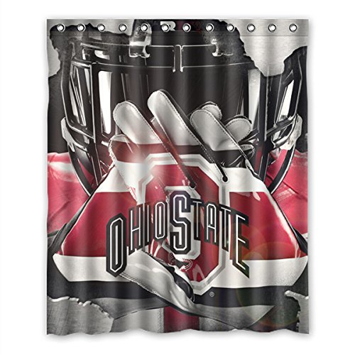 Too Amazing NCAA Ohio State Buckeyes Waterproof Fabric Bath Shower Curtain 60' x 72' Kid's Bath Room, Bright Bathroom Decor, Very High Quality Silky Feel