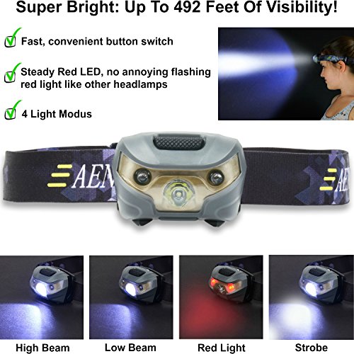 USB Rechargeable LED Headlamp Flashlight - Super Bright, Waterproof & Comfortable - Perfect Headlamps for Running, Walking, Camping, Reading, Hiking, Kids, DIY & More, USB Cable Included - Image 5