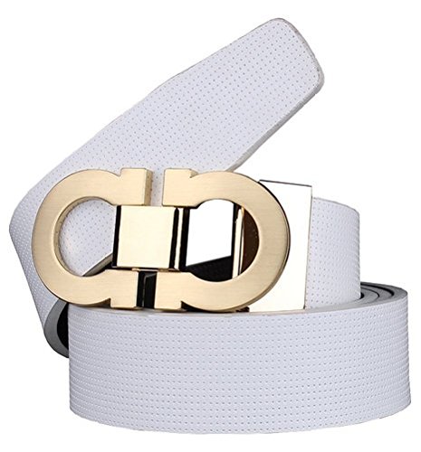 HeLiWu Men's Smooth Leather Buckle Belt