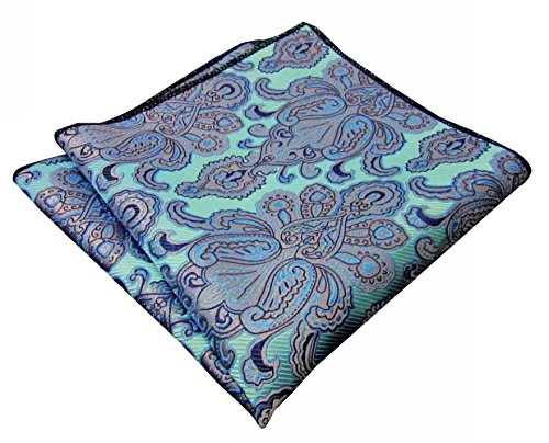 Shlax&Wing Pattern Blue Silver Pocket Square Mens Hankies Hanky