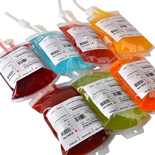 Yukiyi 20pcs 250ml Halloween Sacchetti di Sangue per Bevande, qualità Alimentare Sangue Contenitore per Bevande Riutilizzabile Sacchetto di Sangue, Bomboniere per Halloween Decorazione Contenitore